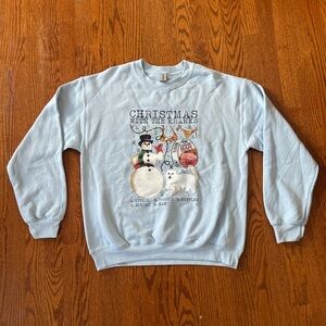 Light Blue Christmas Crewneck Sweater